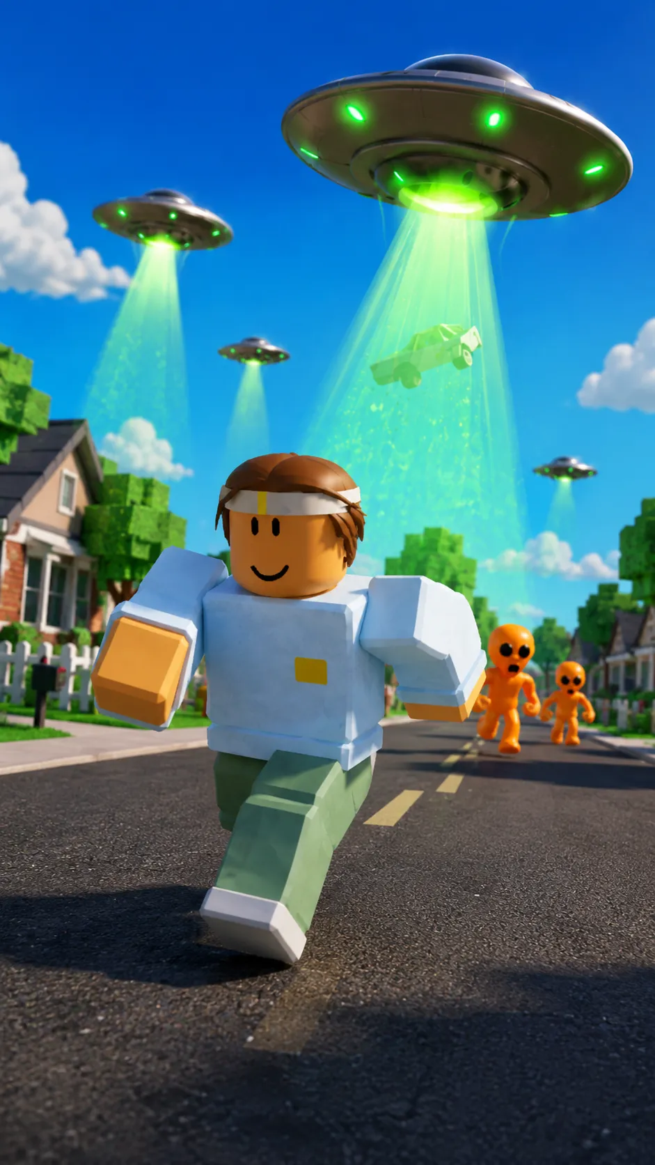 A citizen running away from UFOs